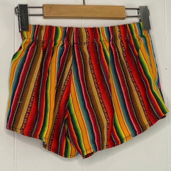Brandy Melville Coloured Rainbow Striped Shorts - Picture 2 of 2